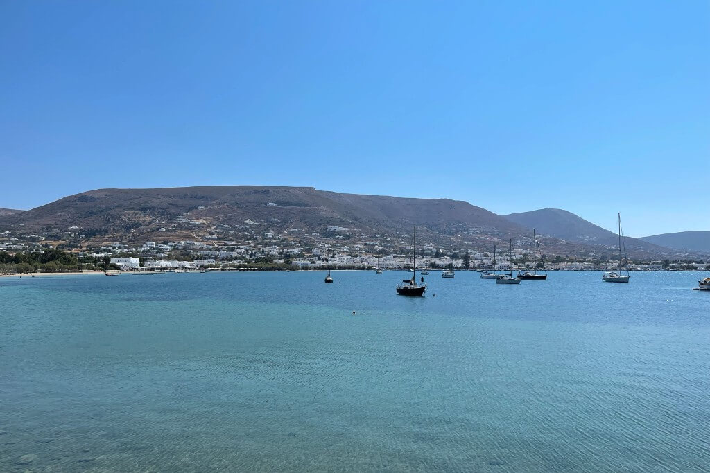 a view of paros from the sea