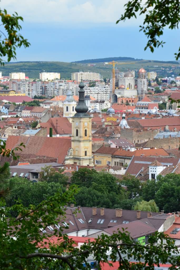 a view of the  red rooftops in the city center of cluj napoca, romania