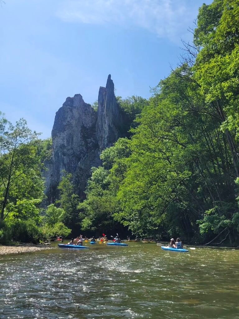 river kayaking belgum on a sunny summer day