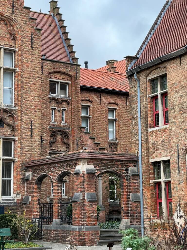 red brick buildings of saint john's hospital in bruges belgium