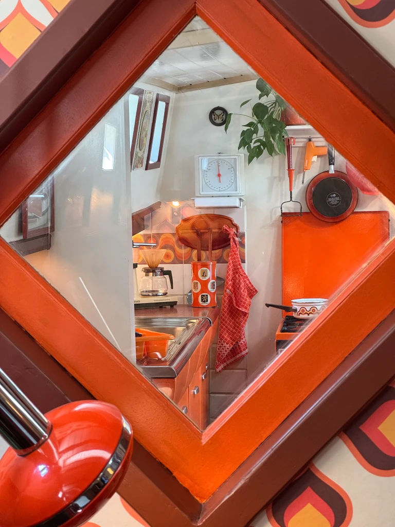 amsterdam house boat museum orange furniture