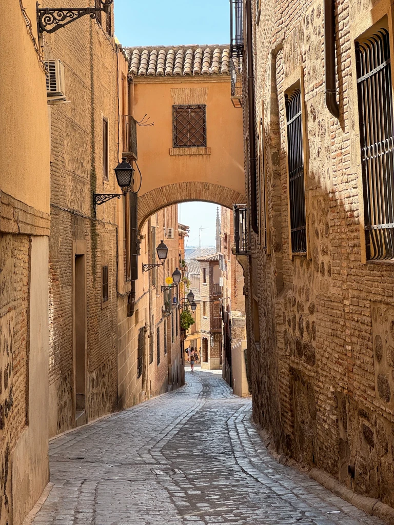 cobbled street in the historic center of toledo