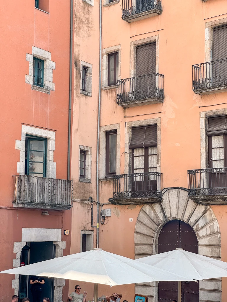 colorful houses in the historic center of girona