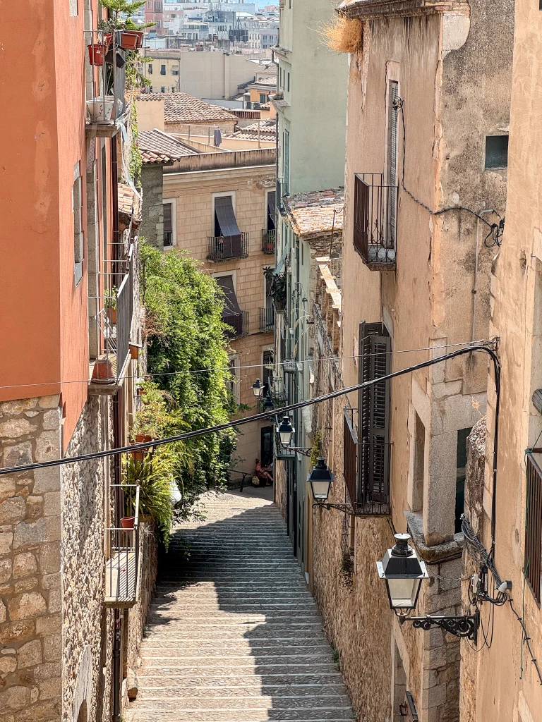 stairs in the hisoric center of girona spain