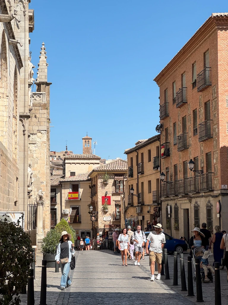 people walking on the pedestrian street inside the historic center of toledo